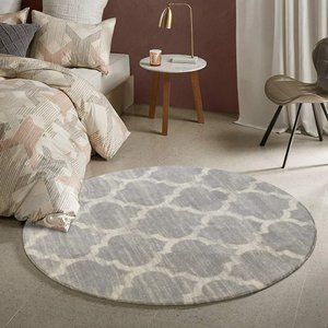 Moroccan Round Area Rug - 3' Diameter Faux Wool Non-Slip Area Rug